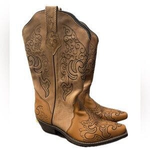 J.B. Dillon Brown Western Heeled Boots